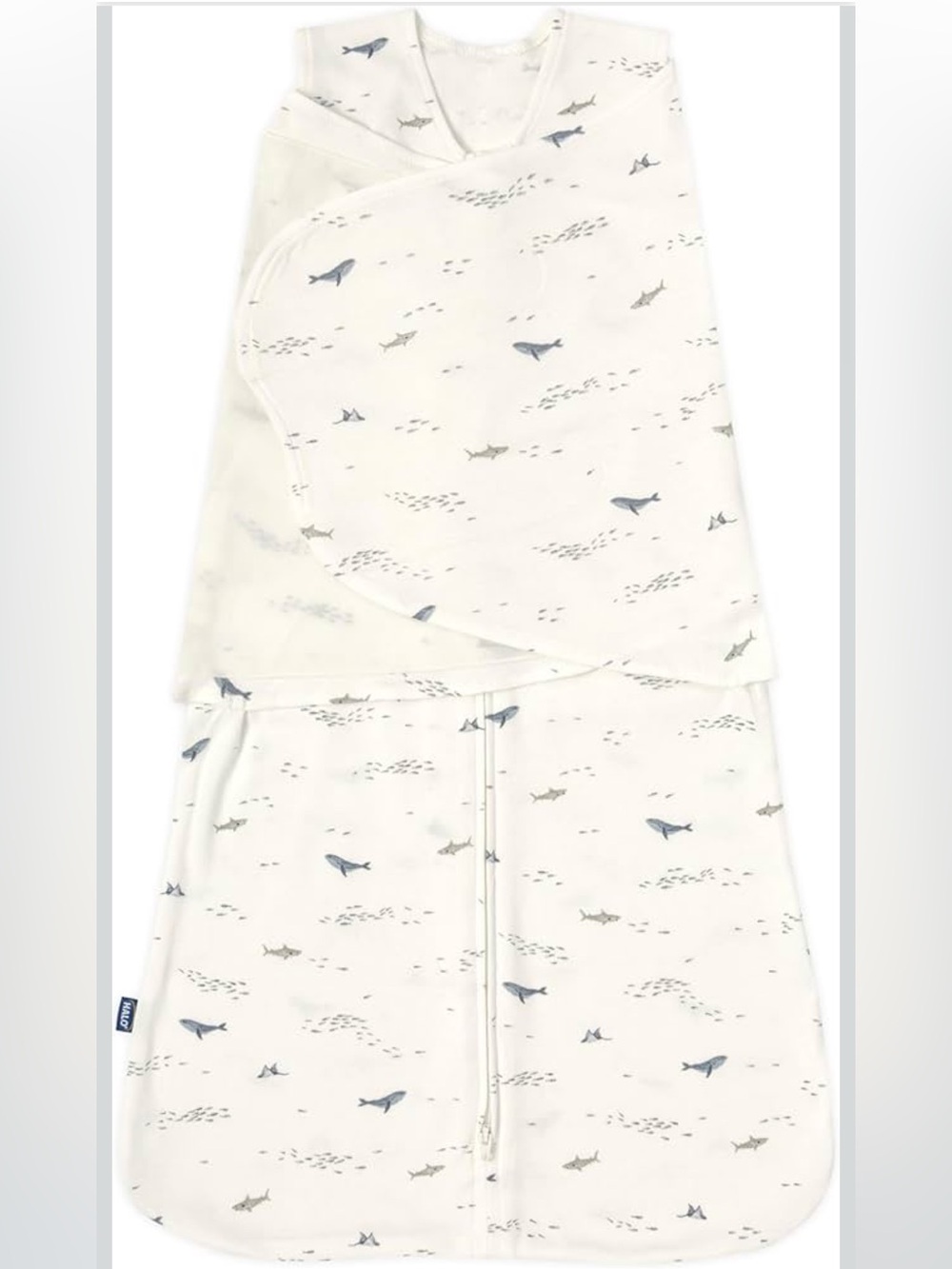 Halo Cotton Sleepsack 3-Way Swaddle, TOG 1.5, Ocean Life, Newborn 0-3Month